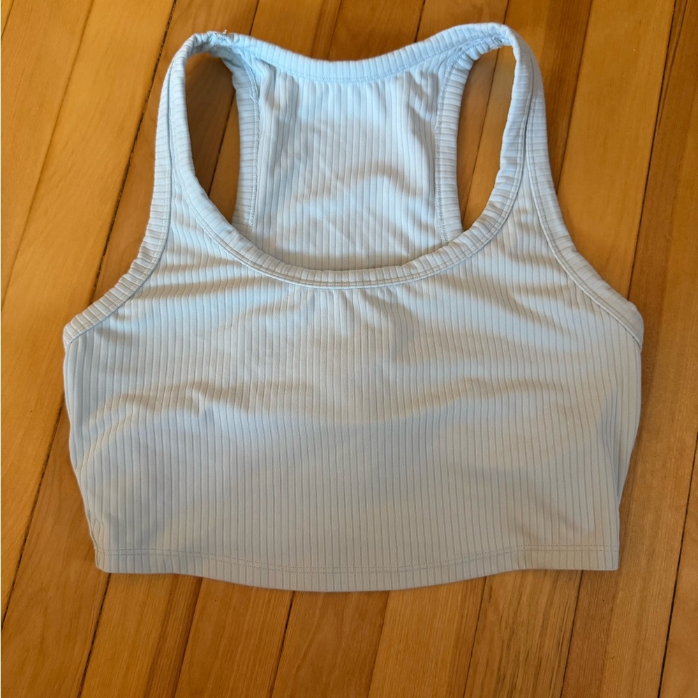 All in Motion by Target Light Blue Ribbed Active Tank Top